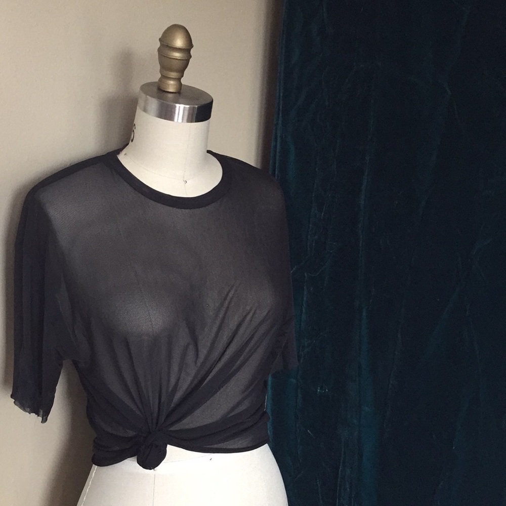 Black Micro Mesh Tee Top
